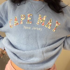 Floral embroidery shabby chic crewneck sweater
